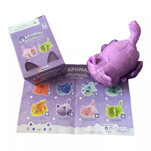 Aphmau MeeMeows Mystery Plush OCTOPUS Cat Purple Litter 5 Under The Sea NEW - Picture 6 of 6